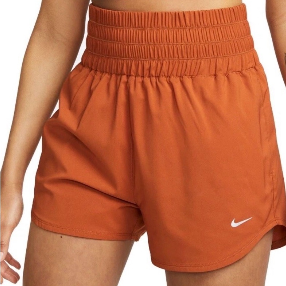 Nike Women's Athletic Shorts in Burnt Orange with Smocked Waist